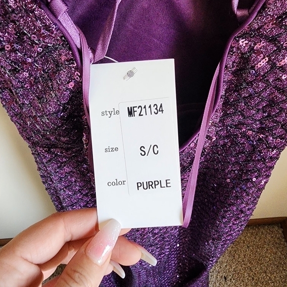 Maniju Women's Purple Sequin Formal Dress Size S. - Picture 4 of 7